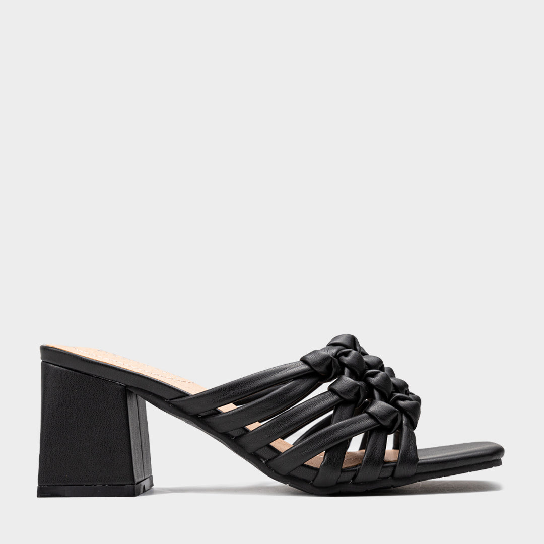 Helena Knot Heel Sandalia Mule De Tacîn Para Mujer