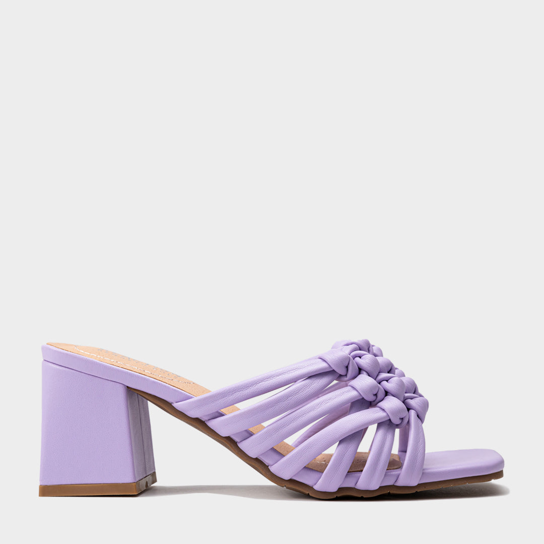 Helena Knot Heel Sandalia Mule De Tacîn Para Mujer