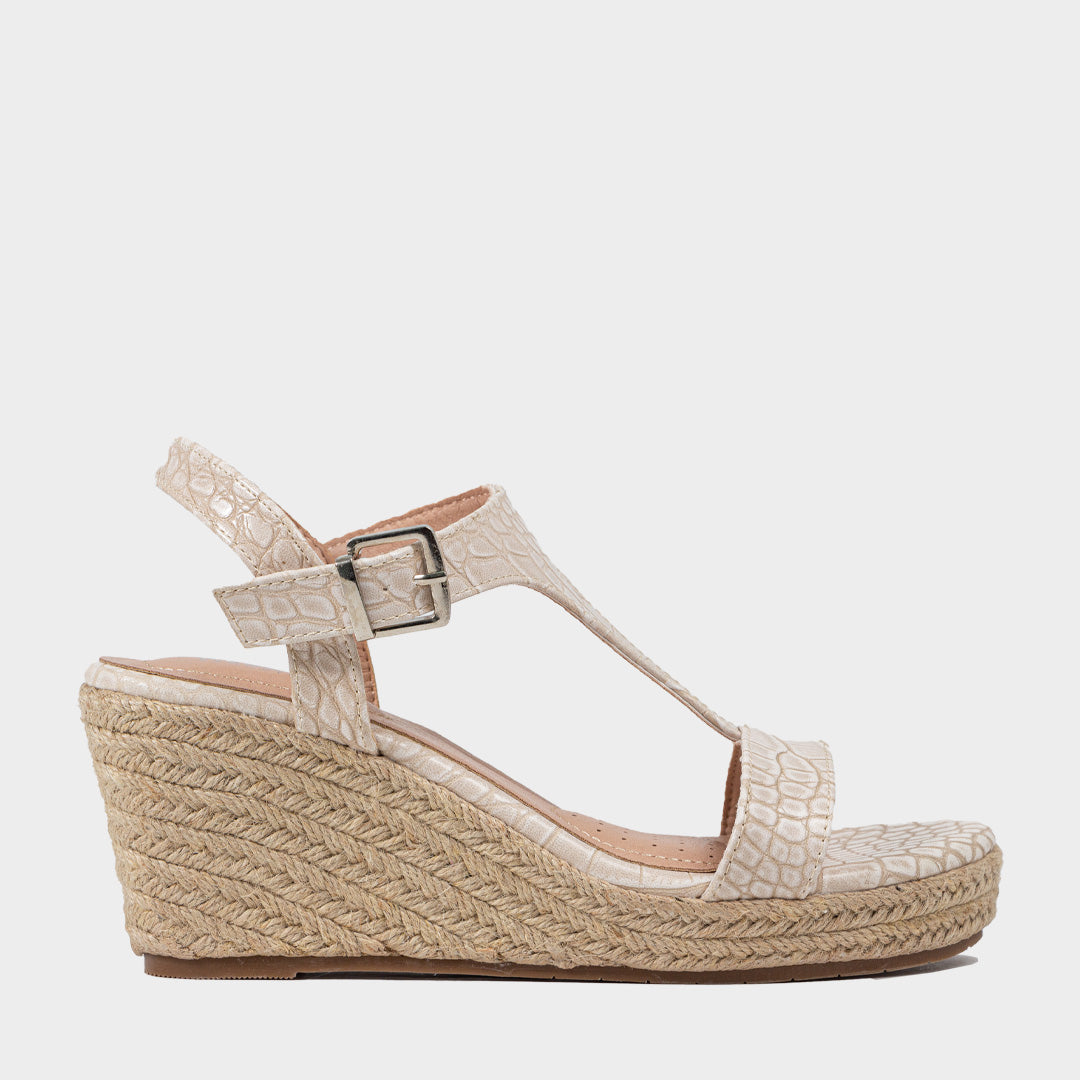 Card Wedge T-Strap Para Mujer