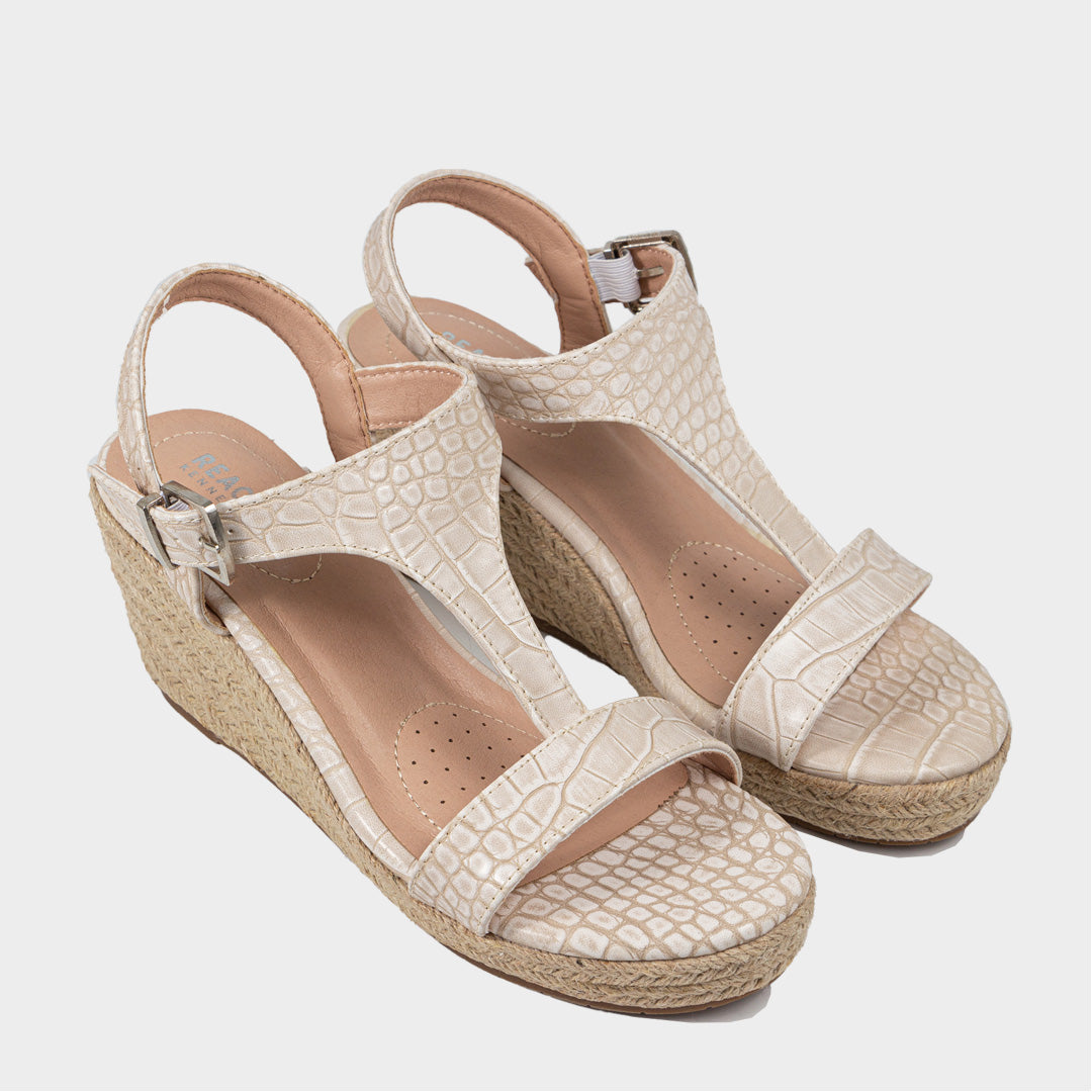 Card Wedge T-Strap Para Mujer