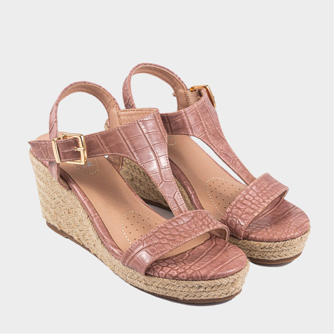 Card Wedge T-Strap Para Mujer